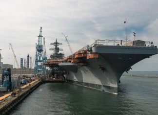 USS George Washington departs Newport News shipyard for sea trials in final overhaul phase