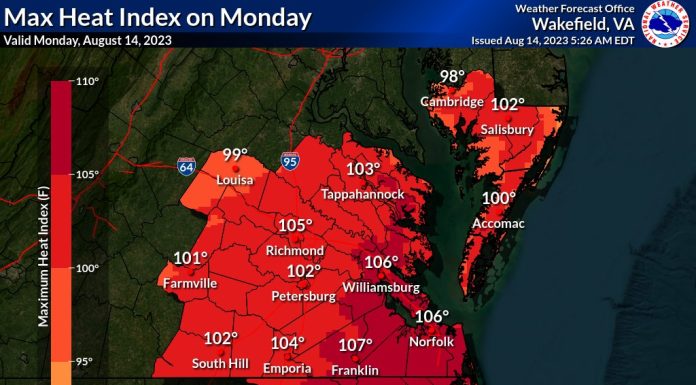 Heat advisory issued for Hampton Roads; heat index expected to reach 109 degrees – Daily Press